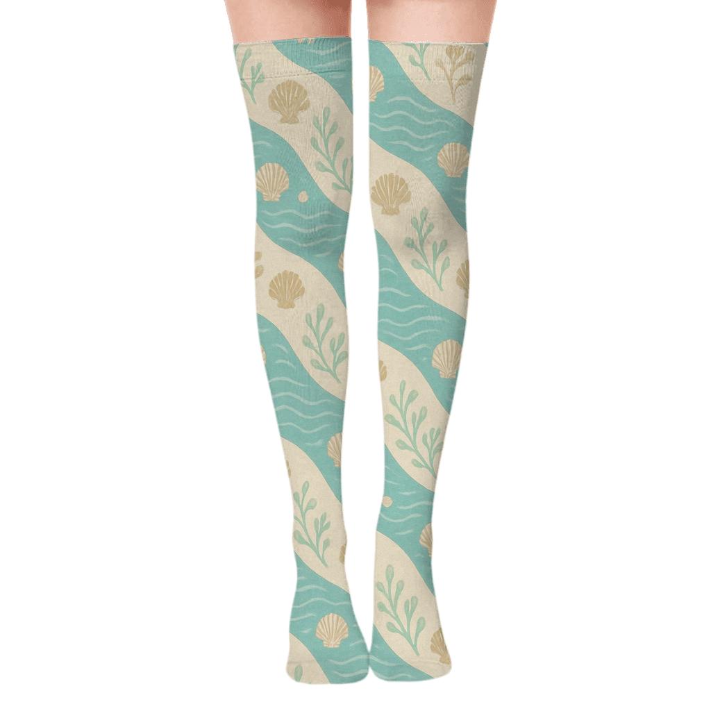 Seafoam Ripple Chevron custom over-the-knee socks