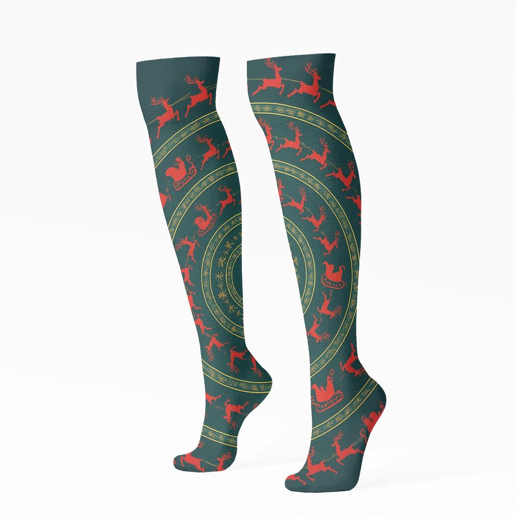 Santa Sleigh Radial Progression custom knee-high socks