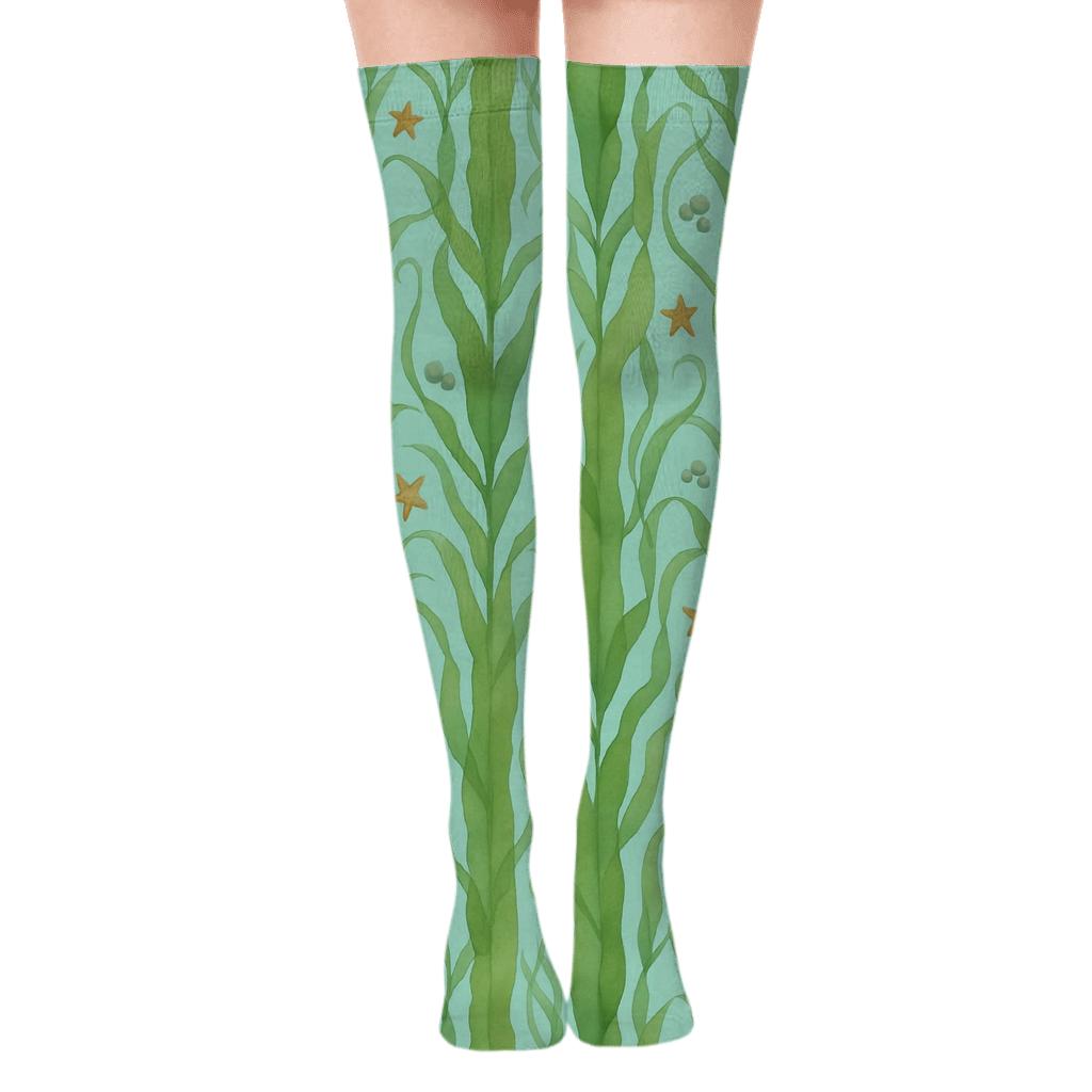 Kelp Lattice Calm premium cozy over-the-knee socks