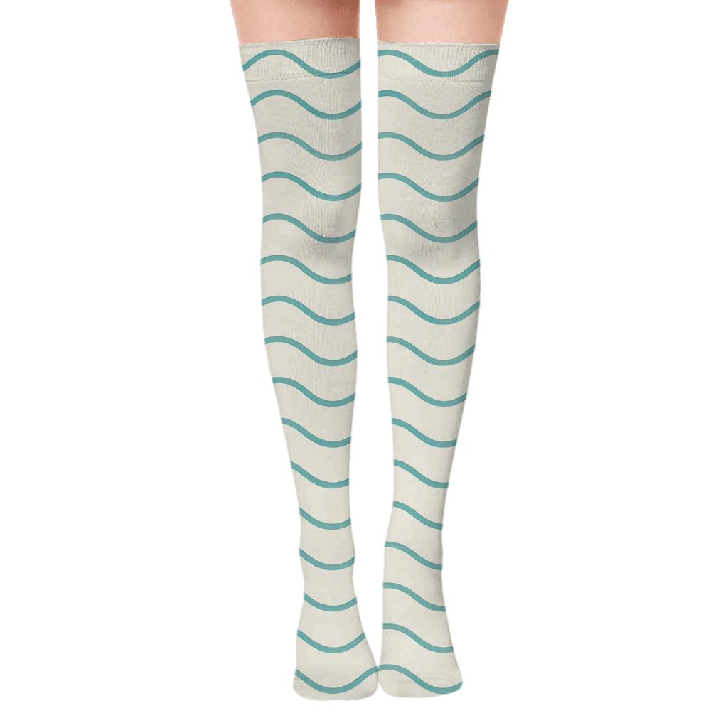 Quiet Wave Repeat comfortable cotton over-the-knee socks
