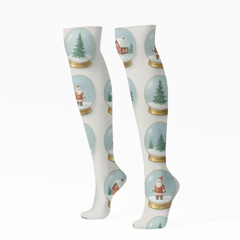 Snow Globe Scene Christmas premium sports knee-high socks