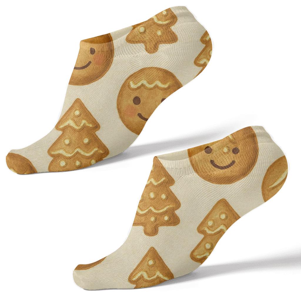 Xmas Gingerbread Tile Mosaic premium sports ankle socks