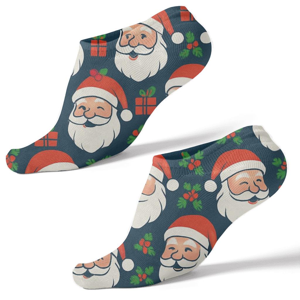 Santa Claus Repeat Pattern Holiday comfortable cotton ankle socks