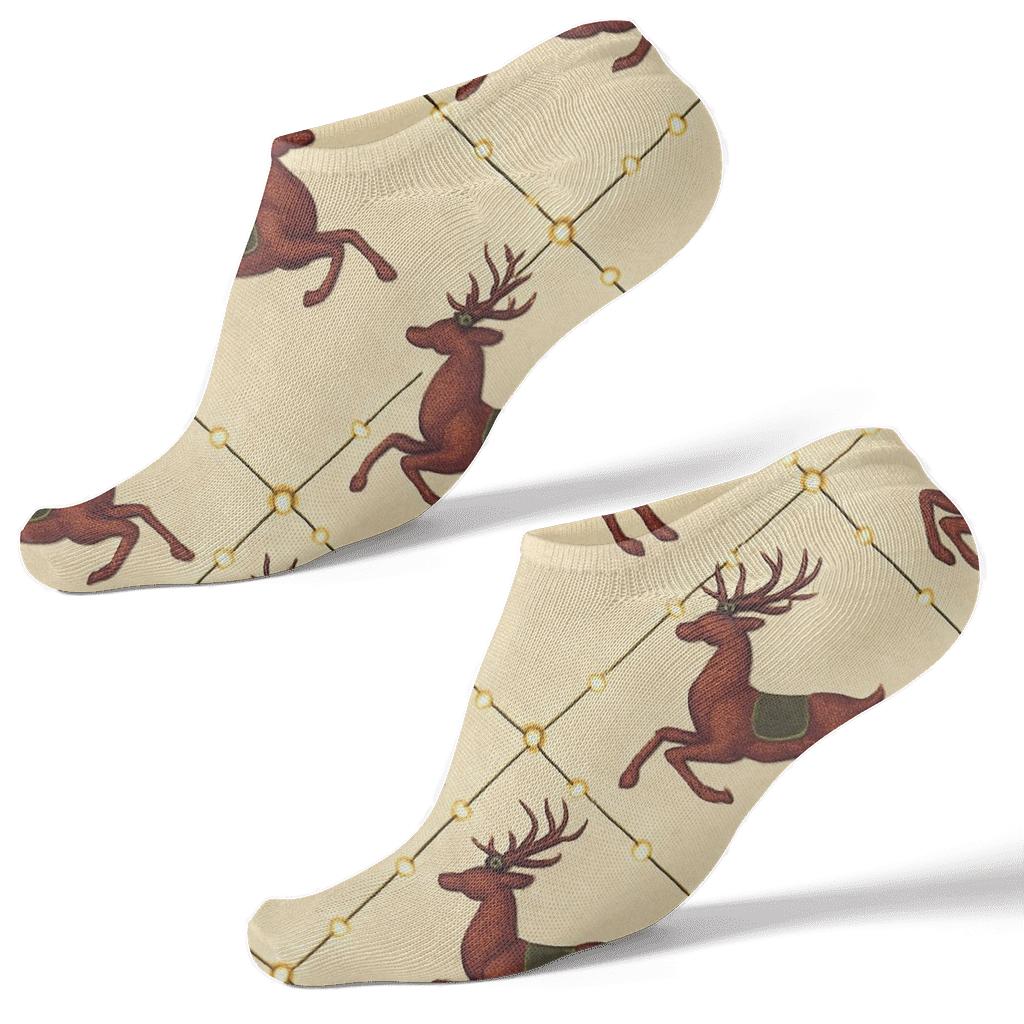 Holiday Reindeer Lattice With Twinkle Lights personalized ankle socks
