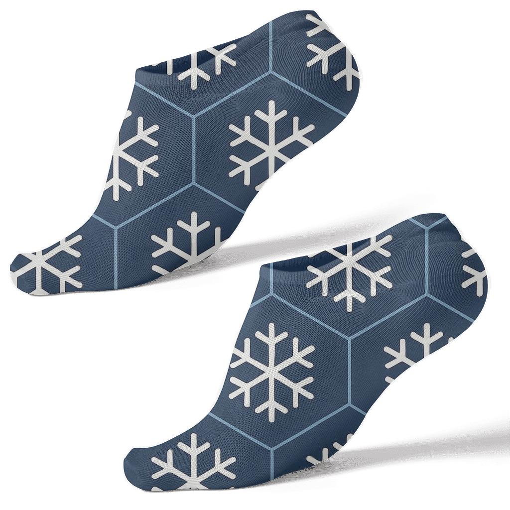 Snowflake Geometry Holiday premium sports ankle socks