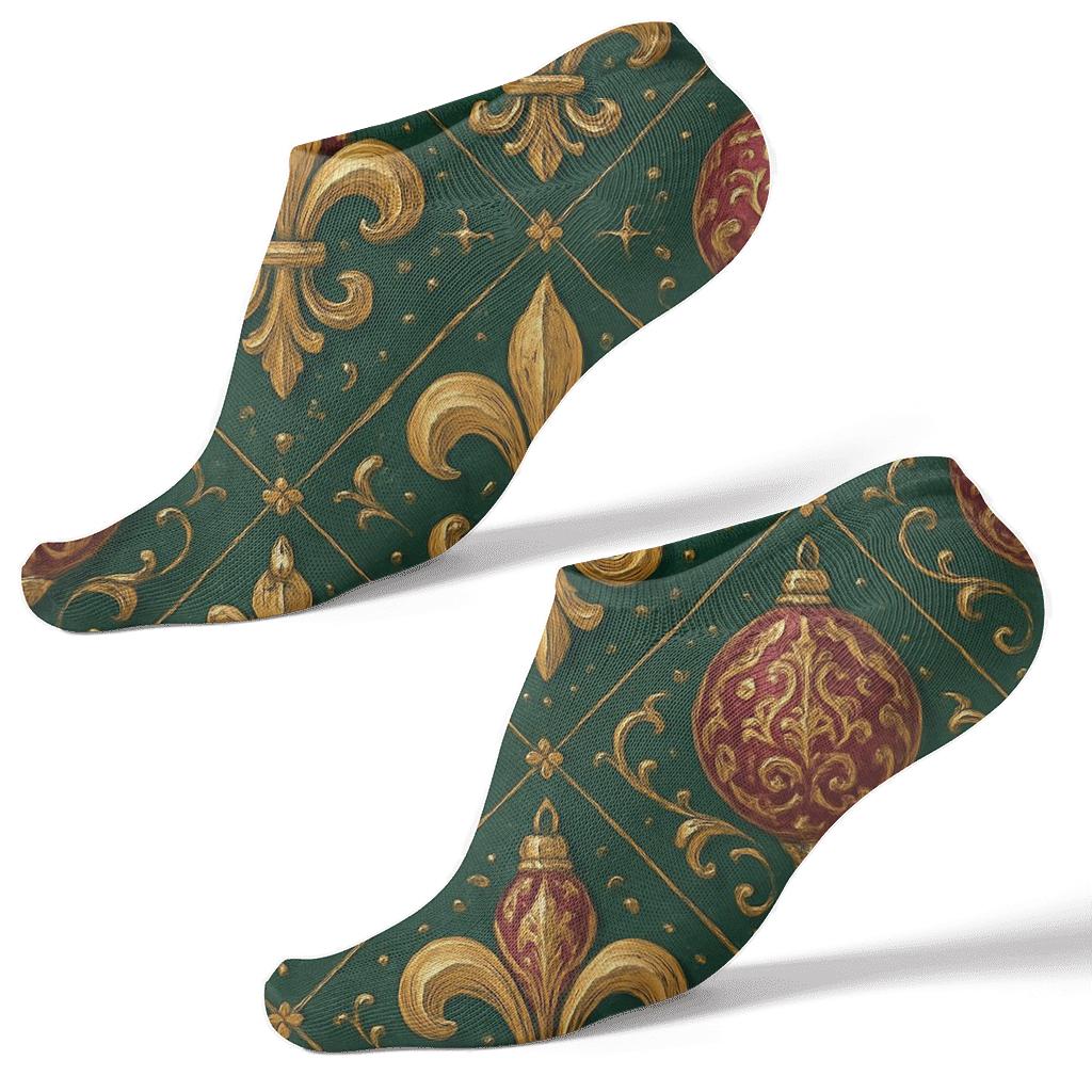 Holiday Ornament Fleur Tessellation designer print ankle socks