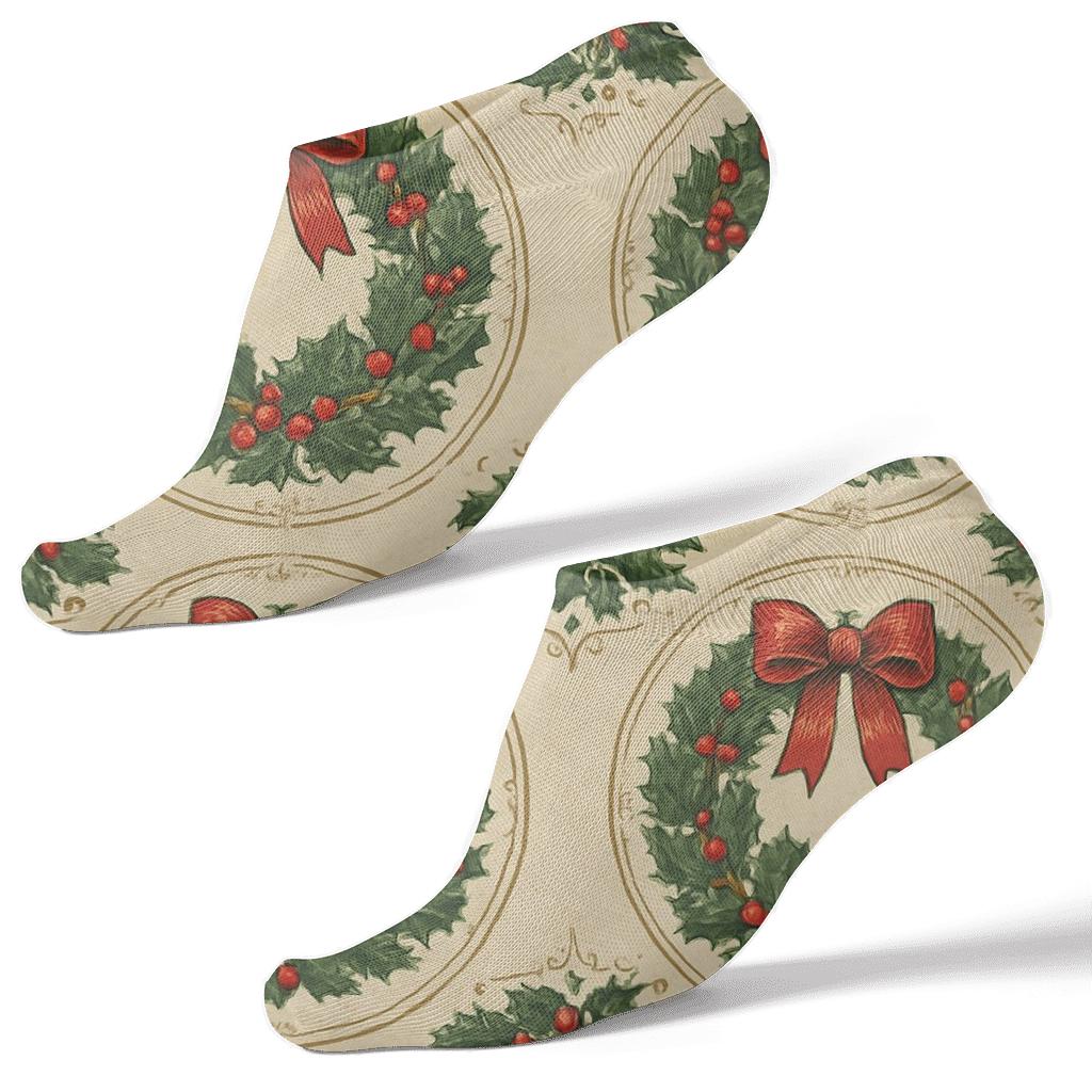 Holiday Wreath Medallion Pattern soft everyday ankle socks