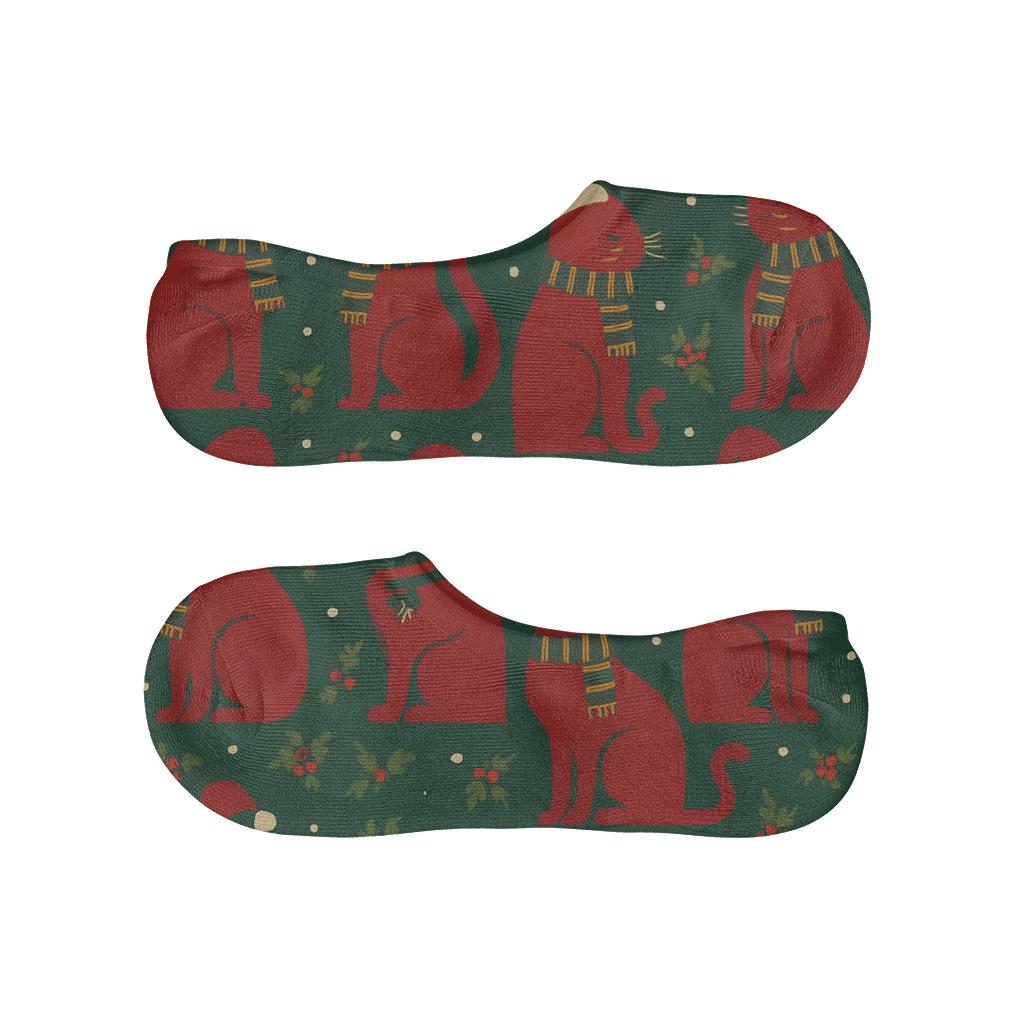 Scarlet Carol Cats Grid comfortable low-cut socks