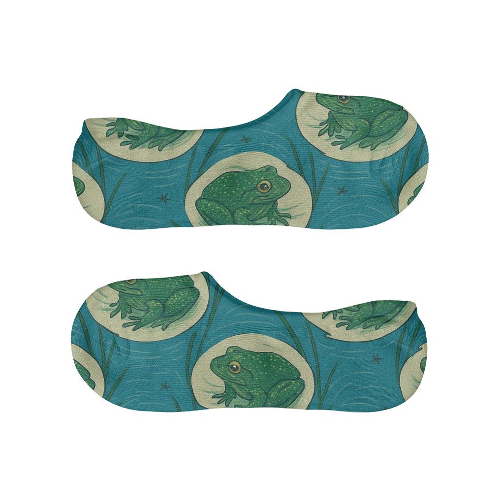 Lily Pad Lattice designer printed no-show socks