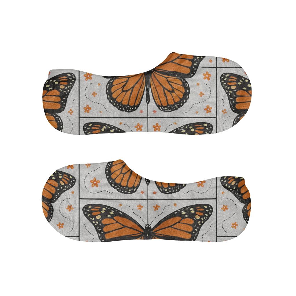 Monarch Wing Grid personalized invisible socks
