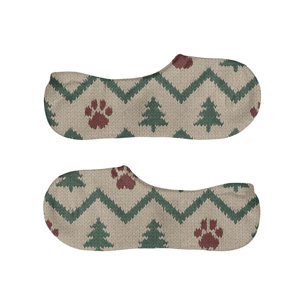 Evergreen Paw Chevron soft cotton no-show socks