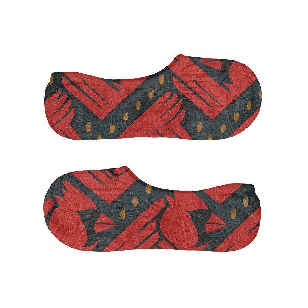 Cardinal Wing Chevron On Charcoal Background soft cotton no-show socks