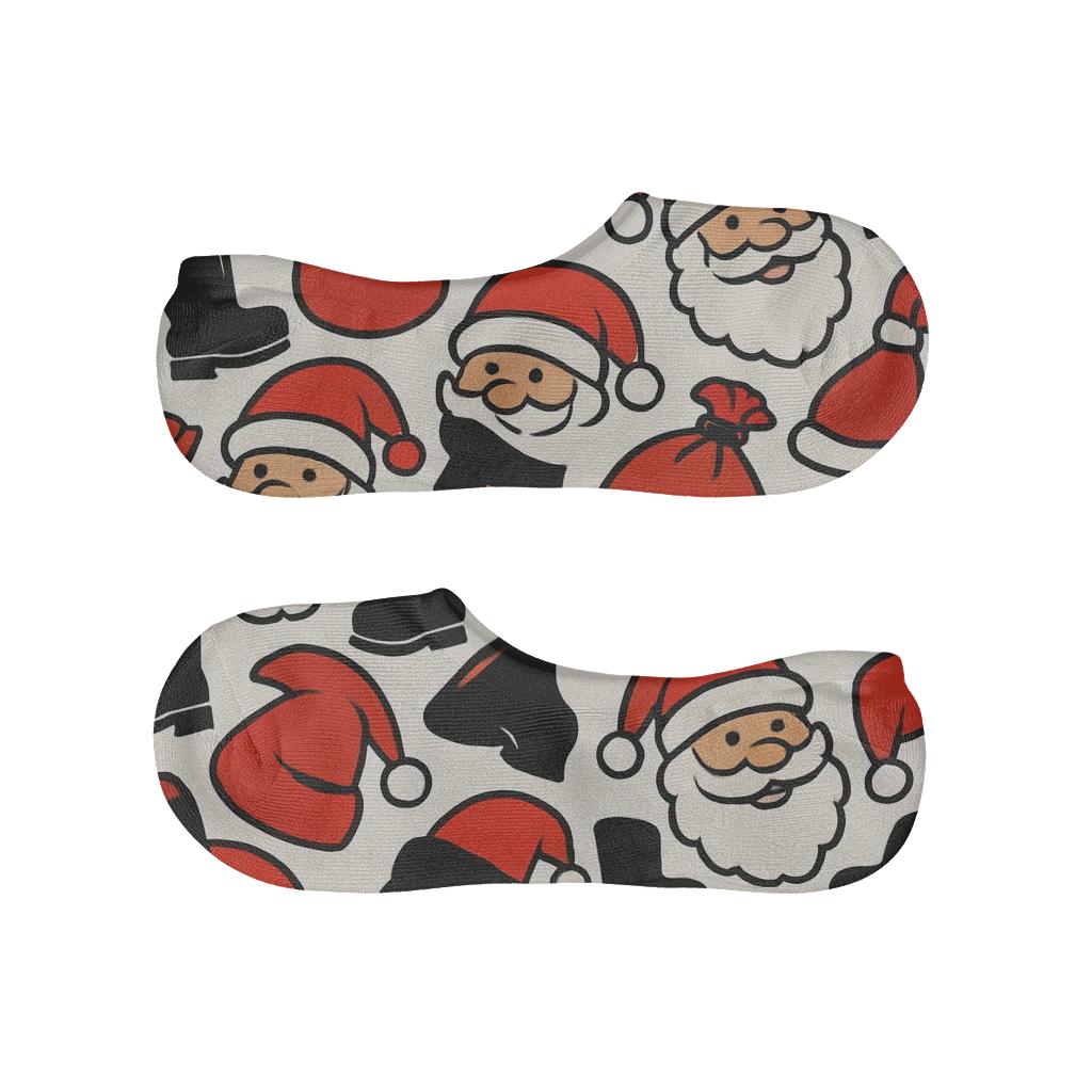Cheerful Hat And Sack Motif With Santa soft cotton no-show socks