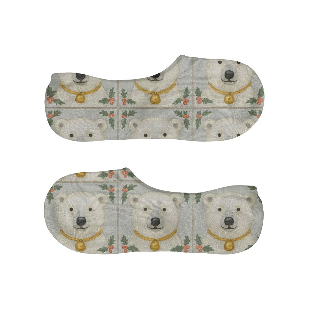 Polar Bear Ornament Grid On Frost anti-slip no-show socks
