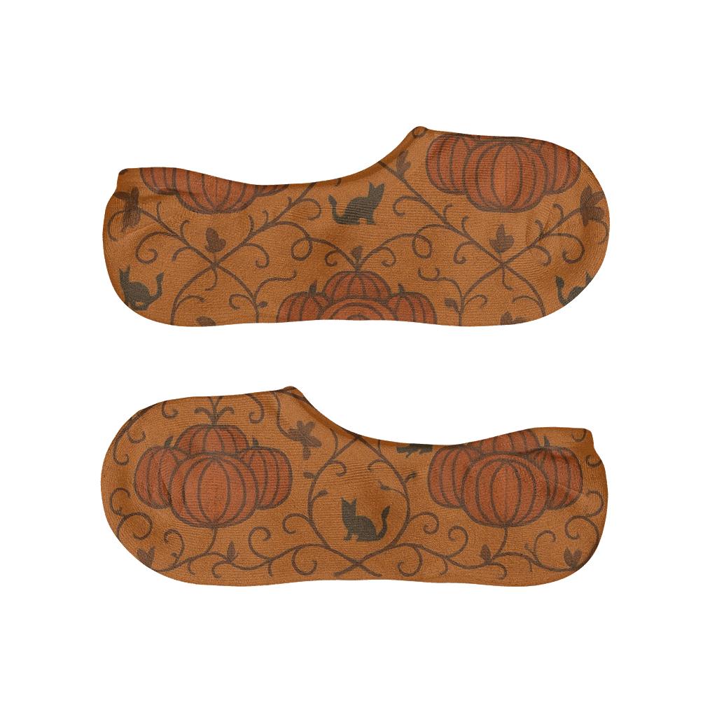 Pumpkin Patch Repeating Pattern On Orange Background breathable no-show socks