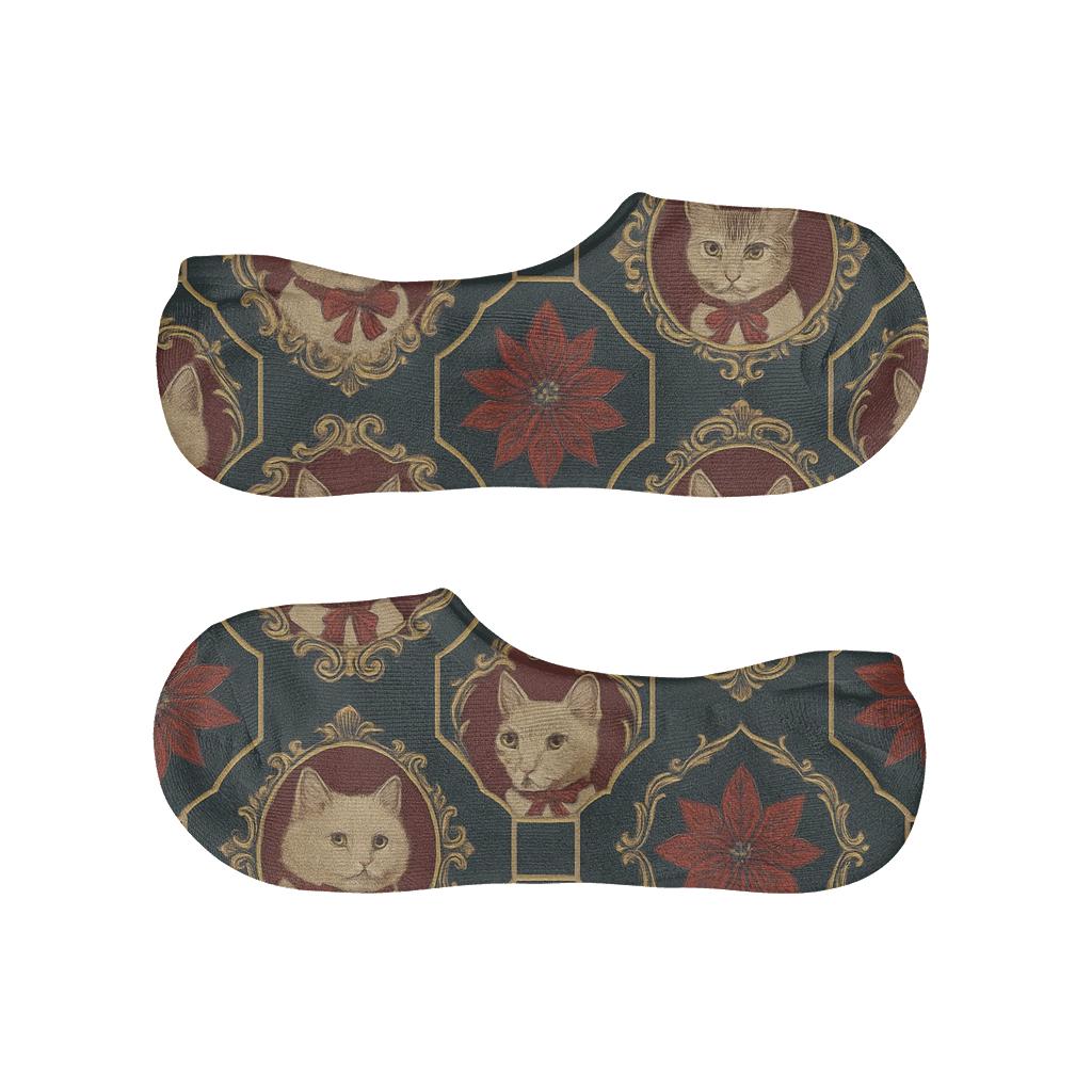 Noel Night Cat Lattice trendy no-show sock styles