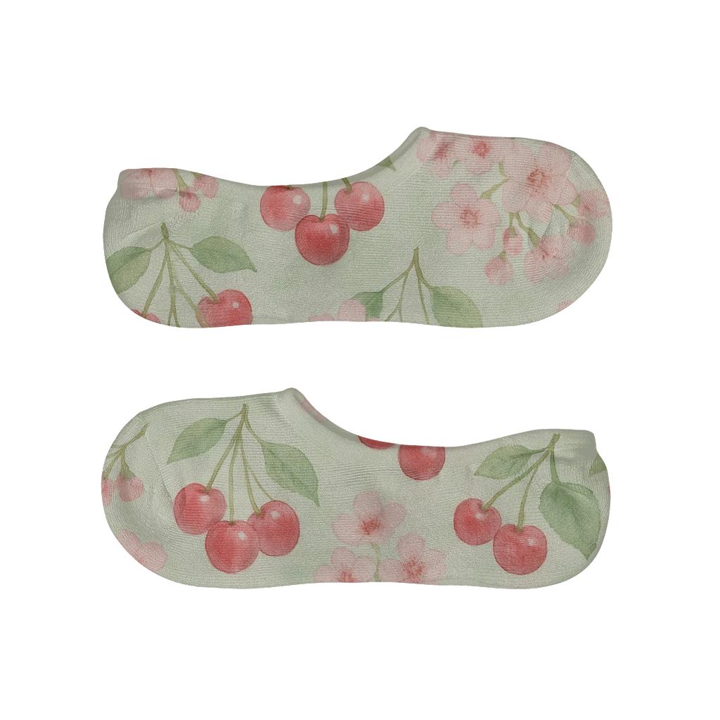 Watercolor Cherry Cluster Scatter personalized no-show socks