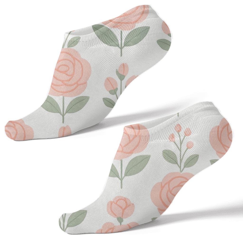 Pastel Rose Grid On White Background comfortable cotton ankle socks