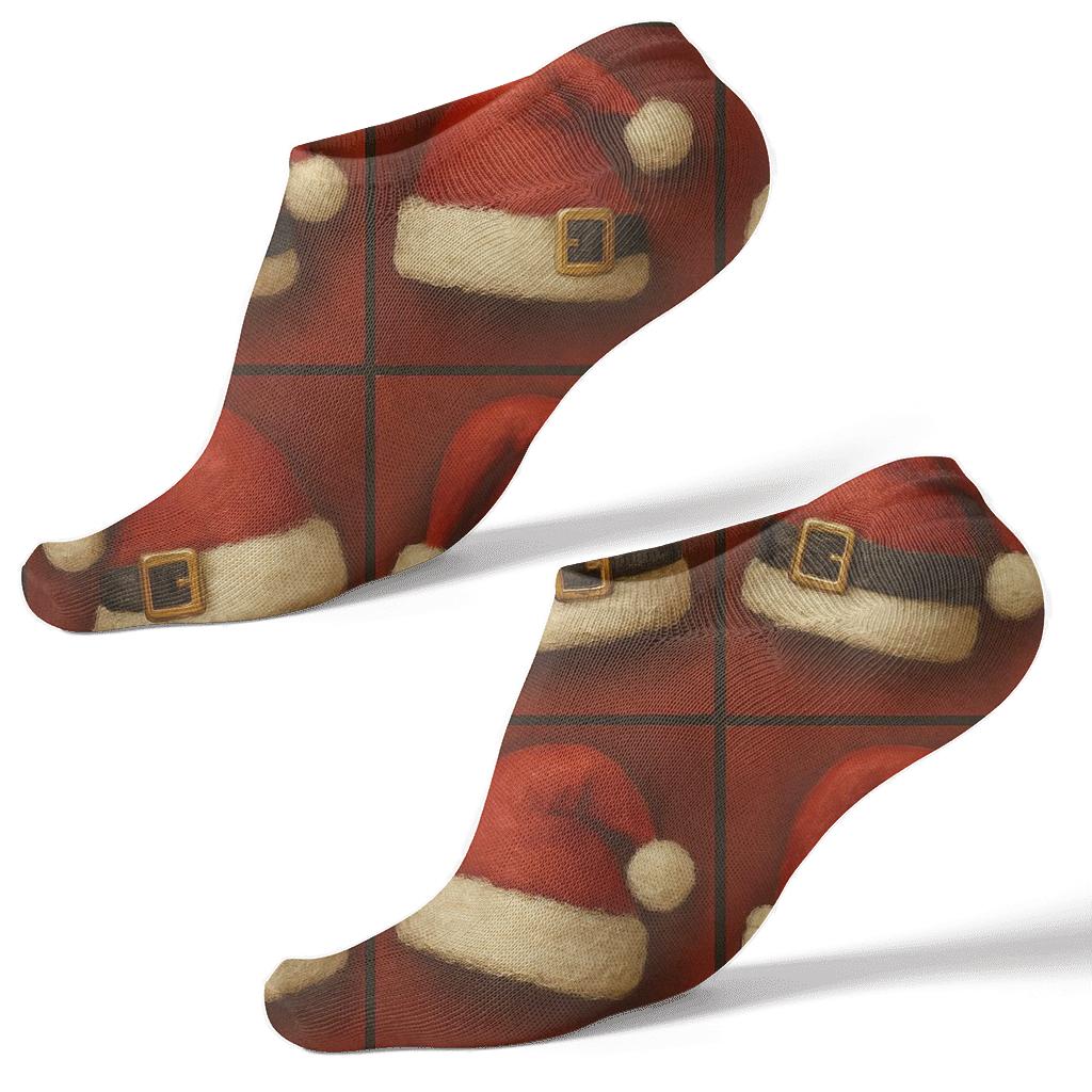 Santa Hat Grid Pattern comfortable cotton ankle socks