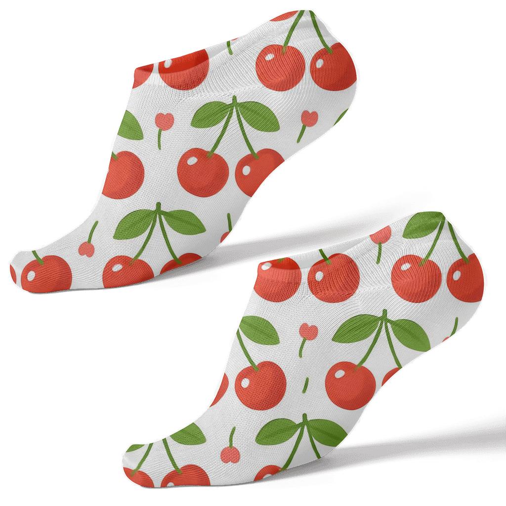 Glossy Paired Cherry Grid premium sports ankle socks