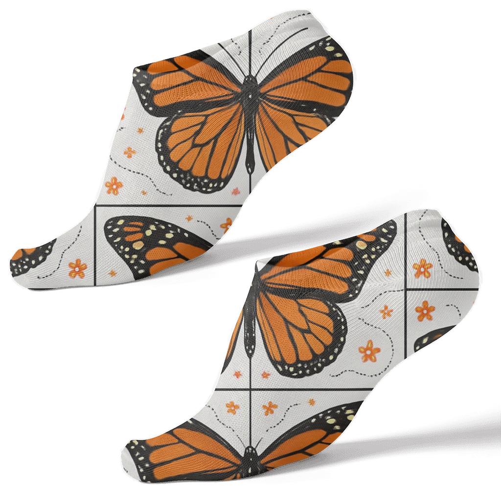 Monarch Wing Grid trendy patterned ankle socks