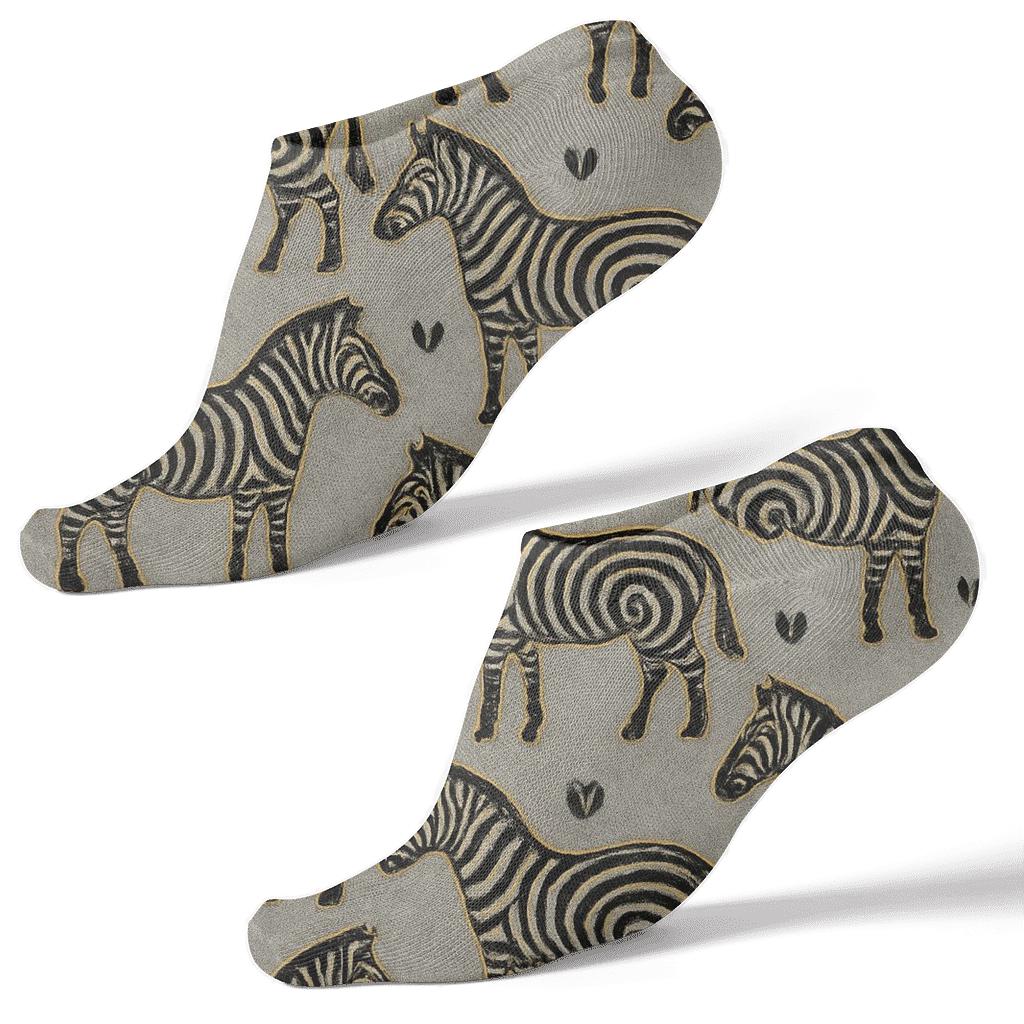 Zebra Silhouette Spotlight Lattice premium sports ankle socks