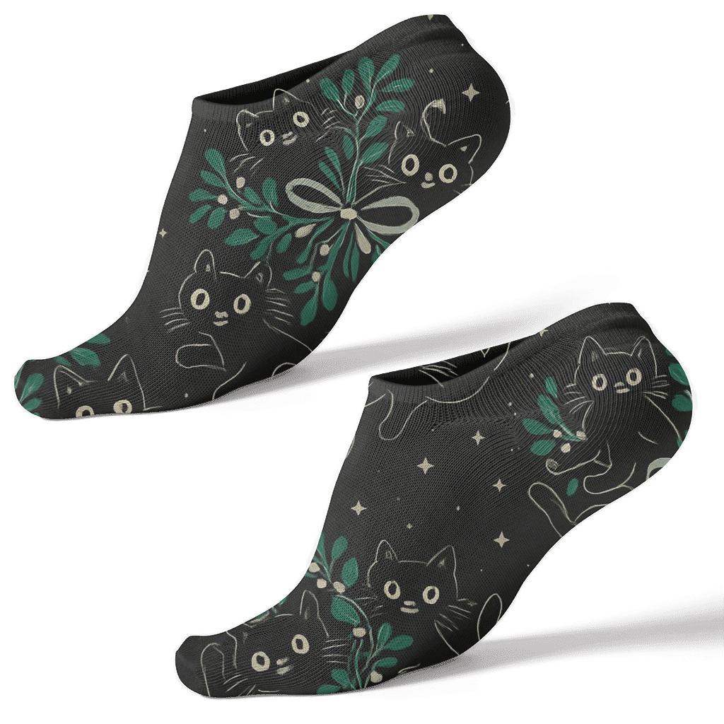 Midnight Mistletoe Mischief premium sports ankle socks