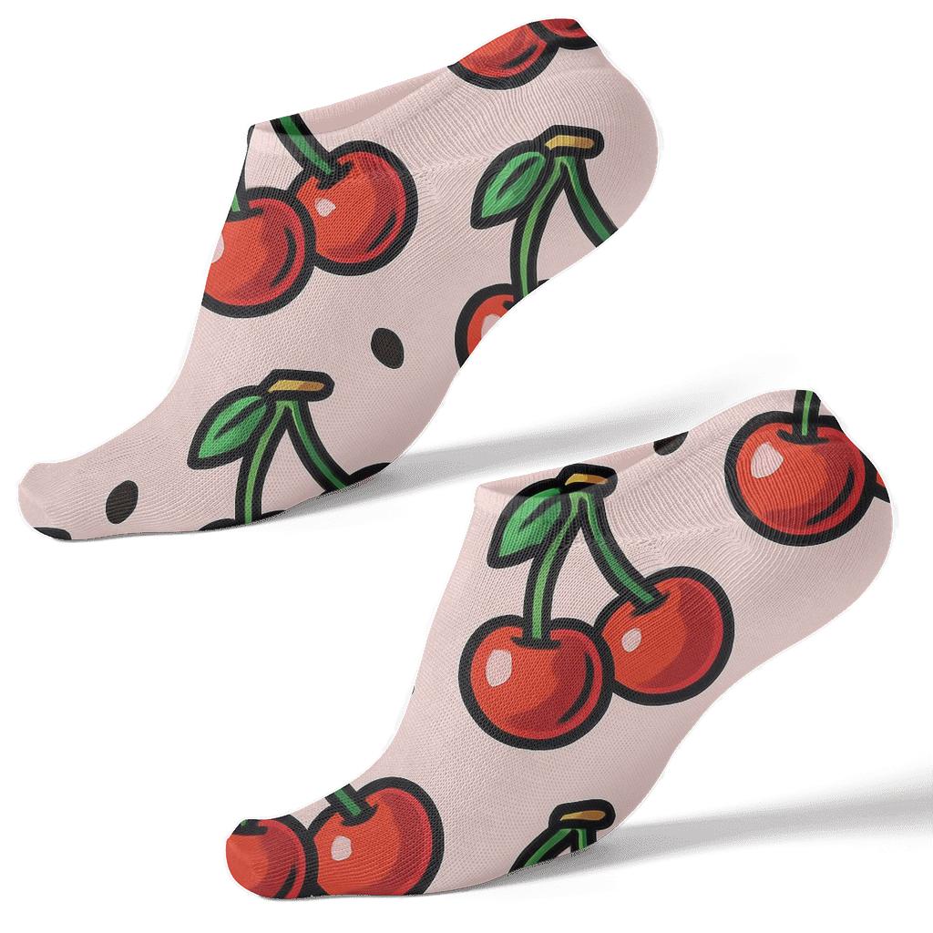 Playful Diagonal Cherry Array unique graphic ankle socks