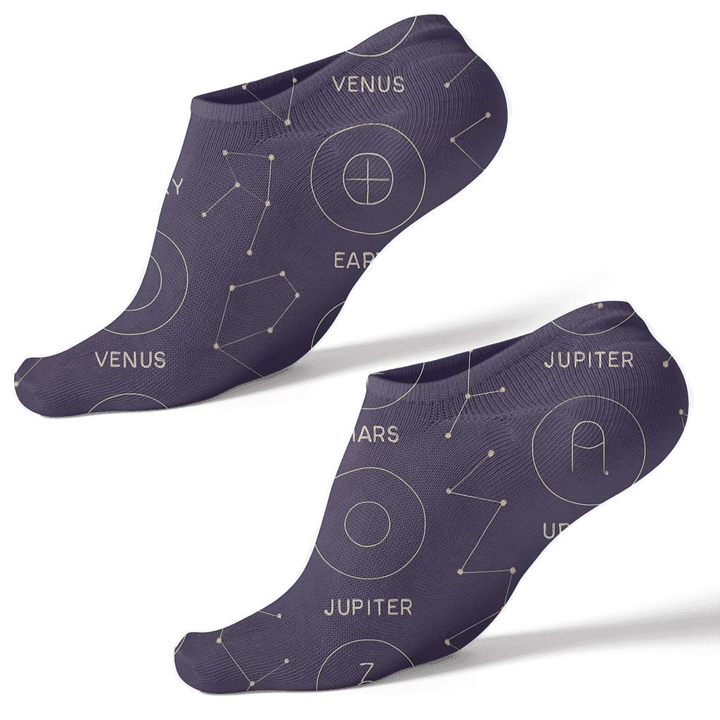 Constellation Grid On Cosmic Purple unique graphic ankle socks