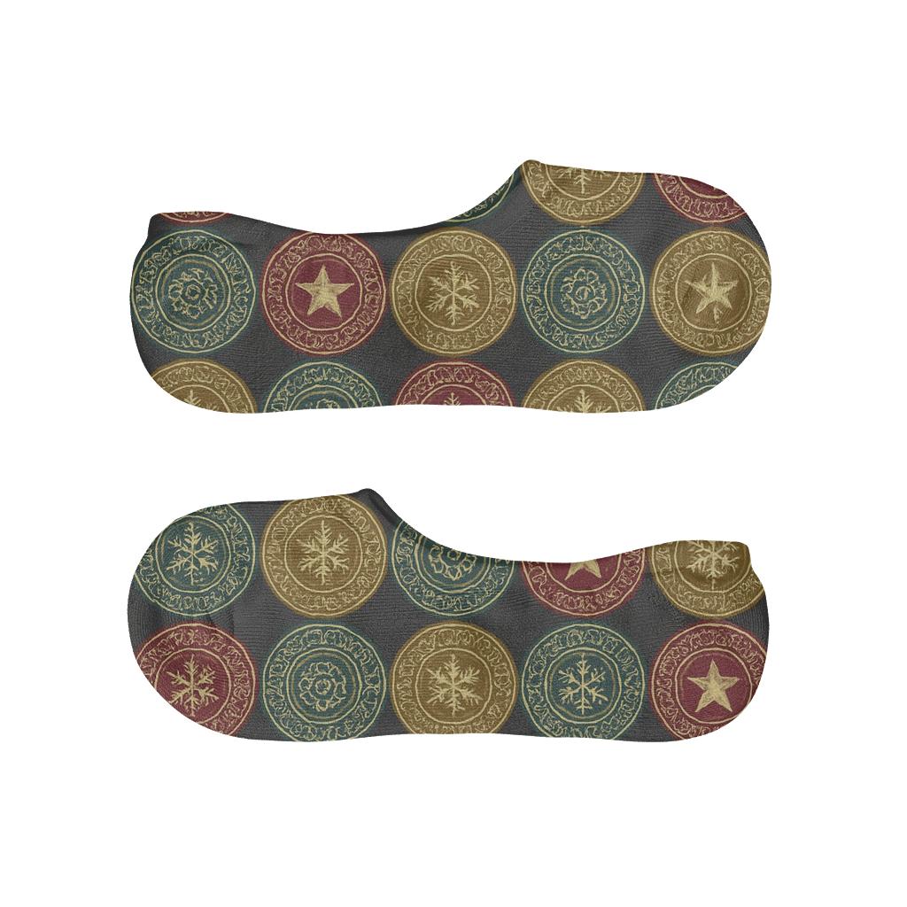 Ornament Mosaic Christmas Grid comfortable low-cut socks