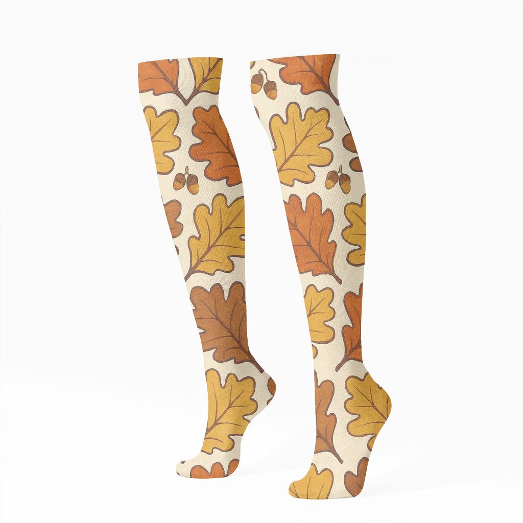 Golden Oak Tessellation On Cream premium sports knee-high socks