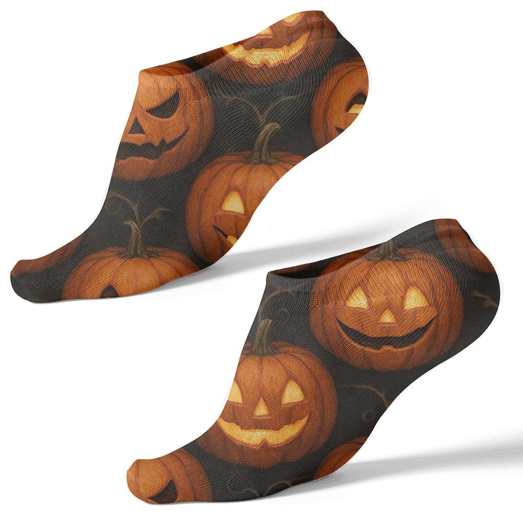 Glowing Pumpkin Tessellation On Black Background stylish athletic ankle socks