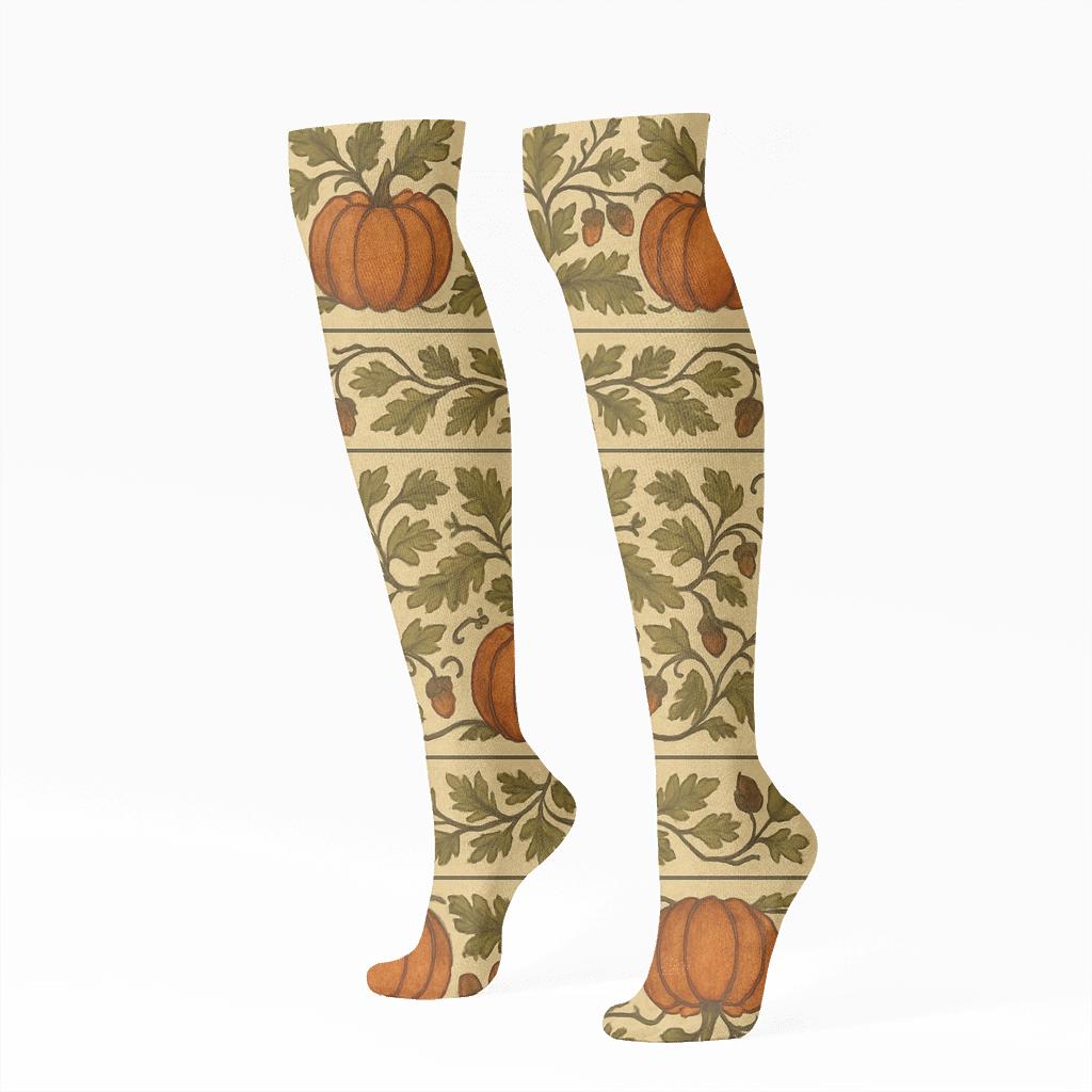 Pumpkin Patch Mirror Band On Cream custom knee-high socks