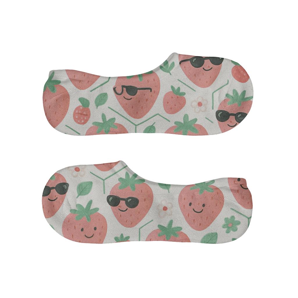 Playful Strawberry Character Spotlight On White personalized invisible socks