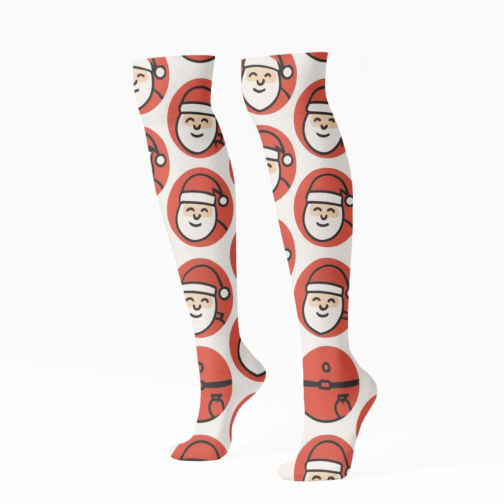 Santa Face Repeat In Santa soft everyday knee-high socks