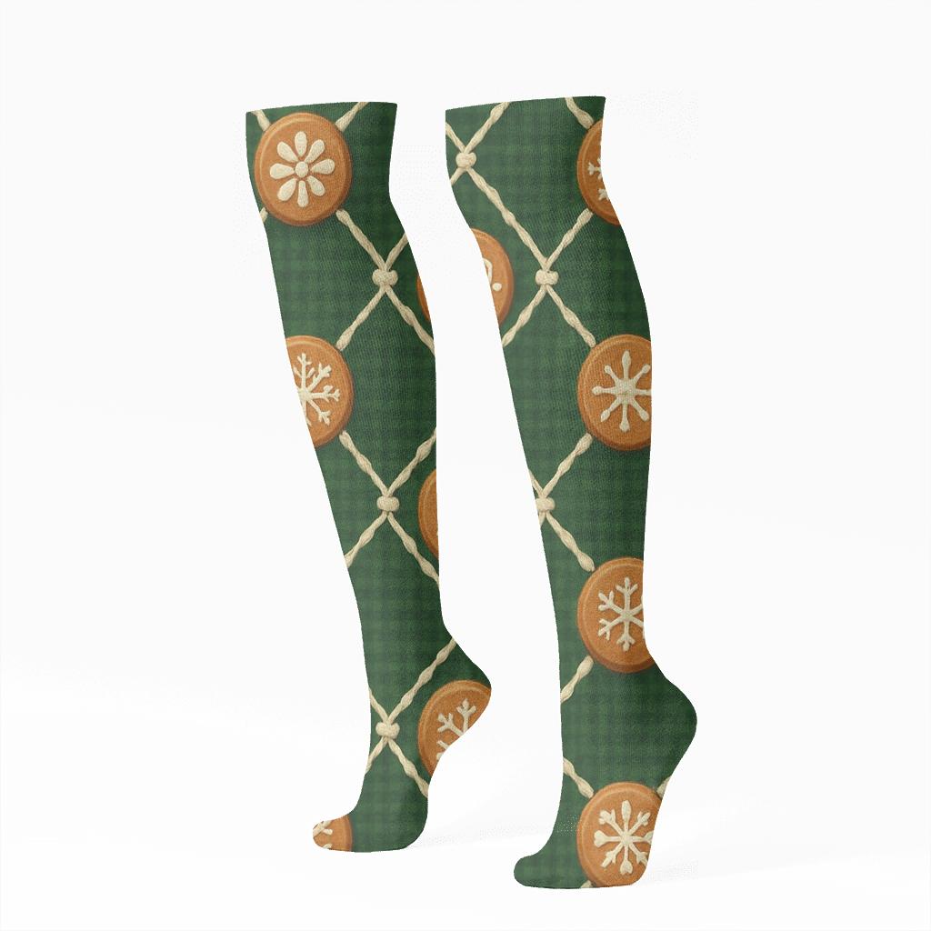 Gingerbread Lattice Holiday trendy patterned knee-high socks