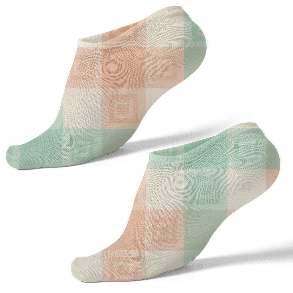 Pastel Gingham With Concentric Insets trendy patterned ankle socks