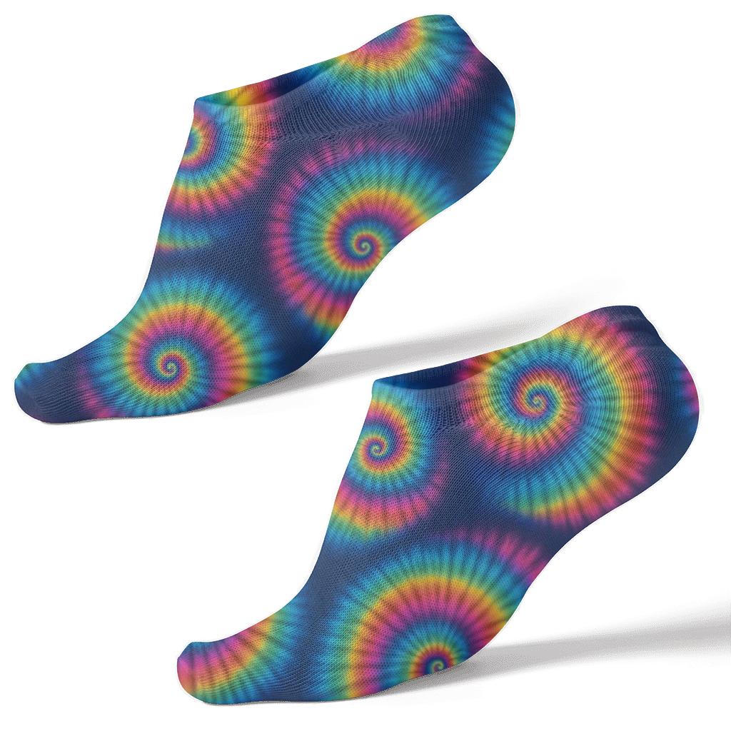 Layered Spiral Whorl Grid On Navy Blue Background stylish athletic ankle socks