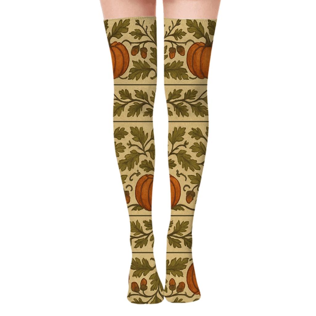 Pumpkin Patch Mirror Band On Cream premium cozy over-the-knee socks