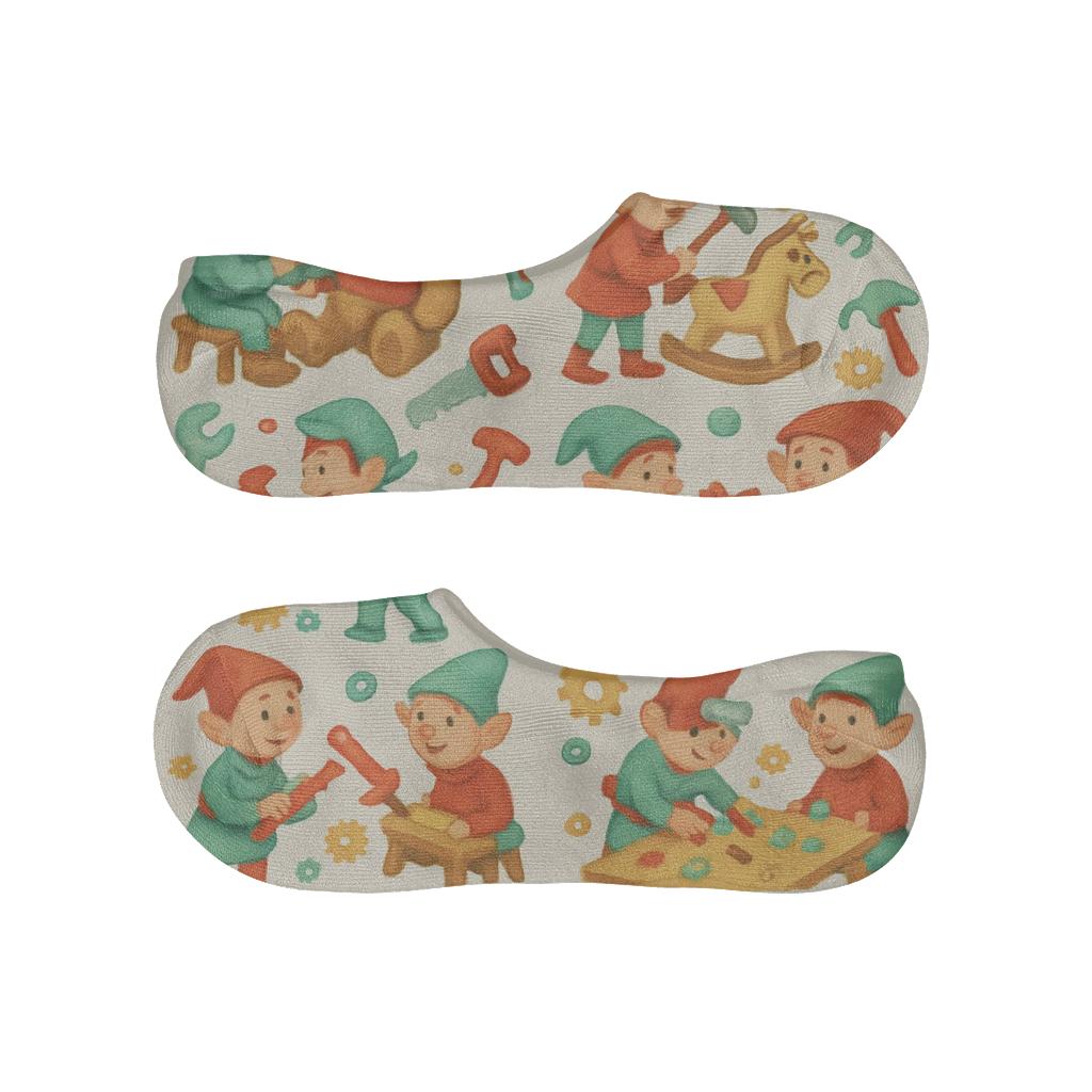 Elves Workshop Grid Holiday soft cotton no-show socks