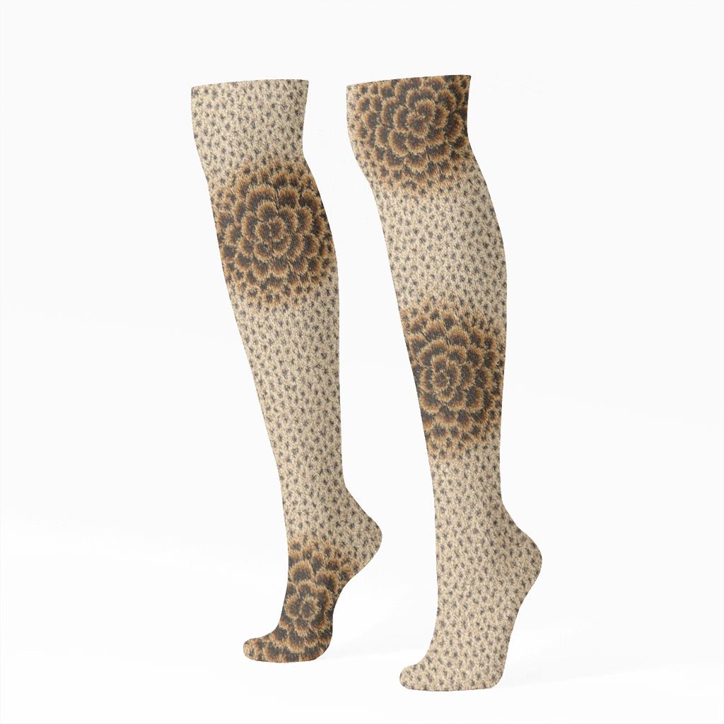 Charcoal Mini Dot Fur Lattice stylish athletic knee-high socks