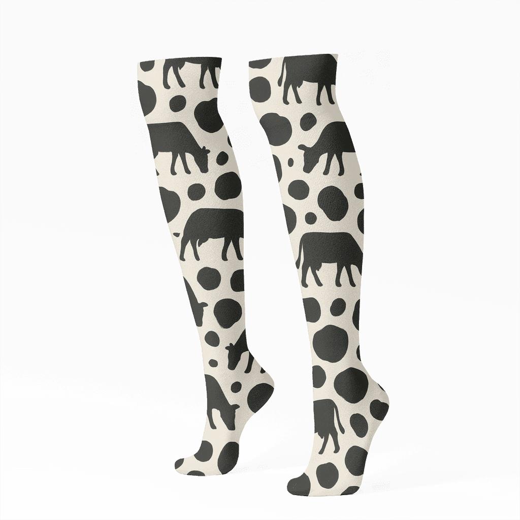 Playful Grazing Silhouette Scatter stylish athletic knee-high socks