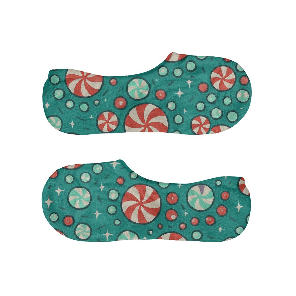 Peppermint Spiral Xmas comfortable invisible socks