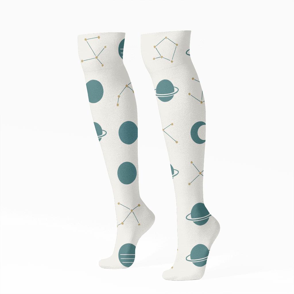 Constellation Grid Chart stylish athletic knee-high socks