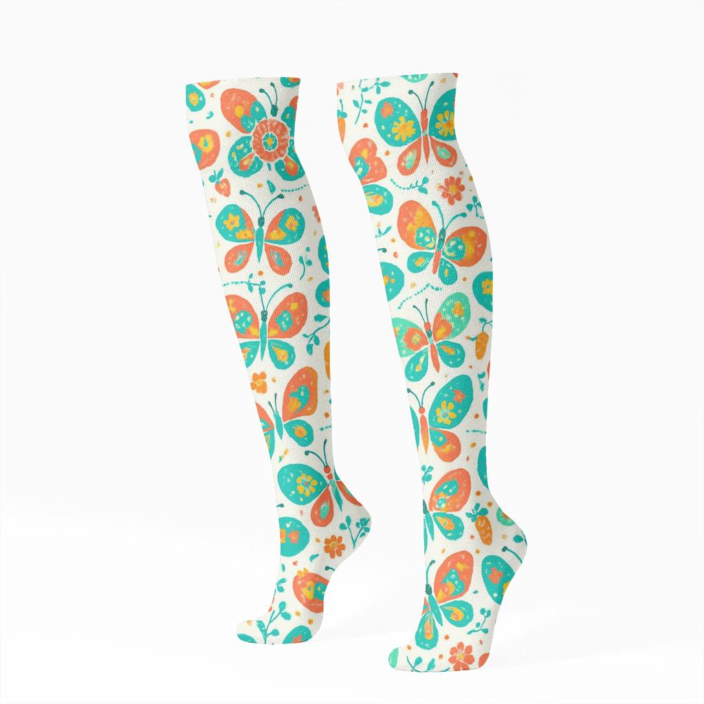 Floral Mosaic Butterfly Parade soft everyday knee-high socks