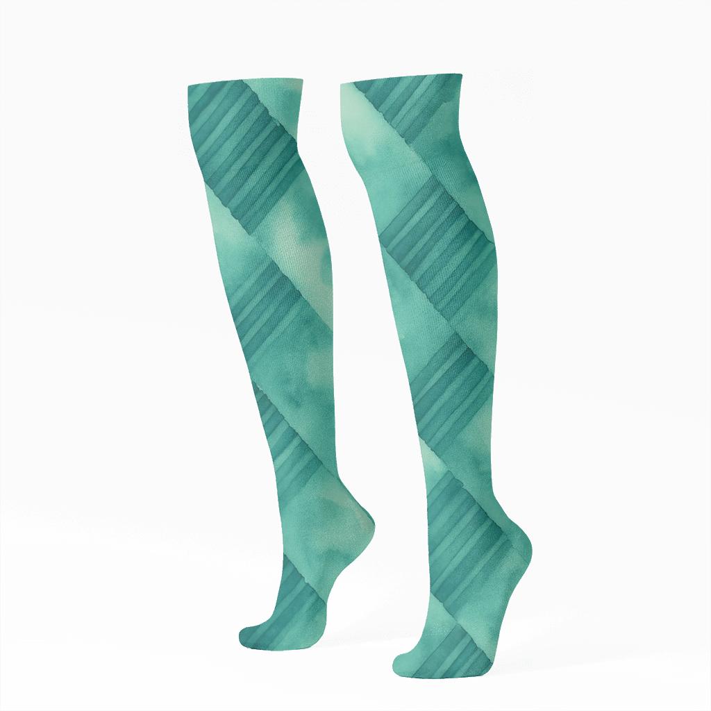Oceanic Accordion Pleat Bands trendy patterned knee-high socks