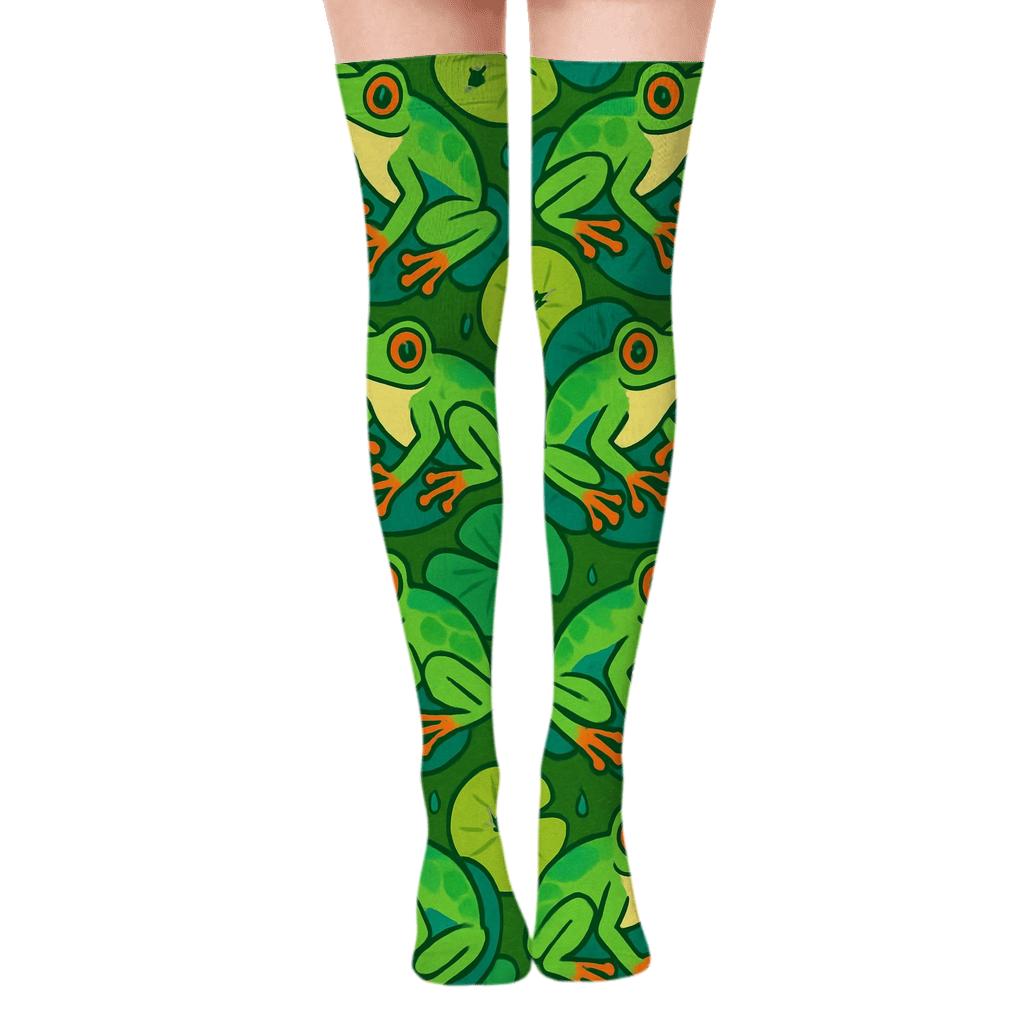 Lily Pad Tessellated Chorus unique graphic over-the-knee socks