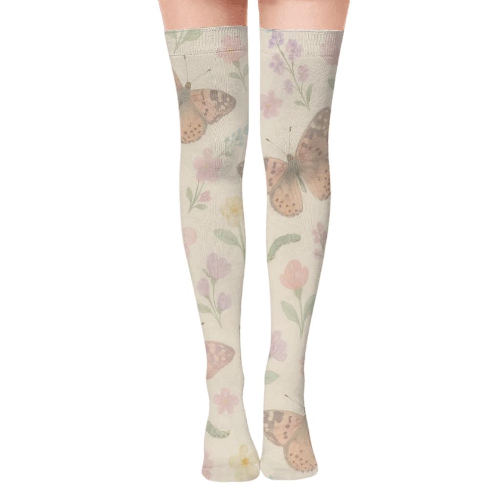 Pastel Garden Painted Ladies Scatter personalized over-the-knee socks