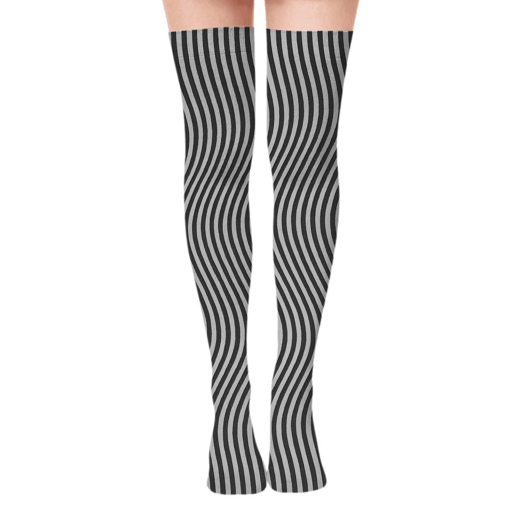 Subtle Moire Bands stylish fashion over-the-knee socks