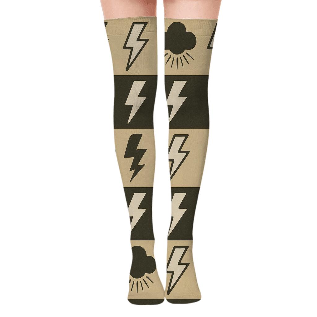 Vintage Electrical Poster Repeating Bands personalized over-the-knee socks
